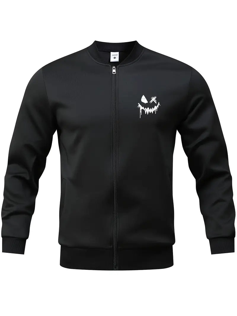 Gülümsemenin En Karanlık Hali – Grafik Detaylı Siyah Bomber Ceket