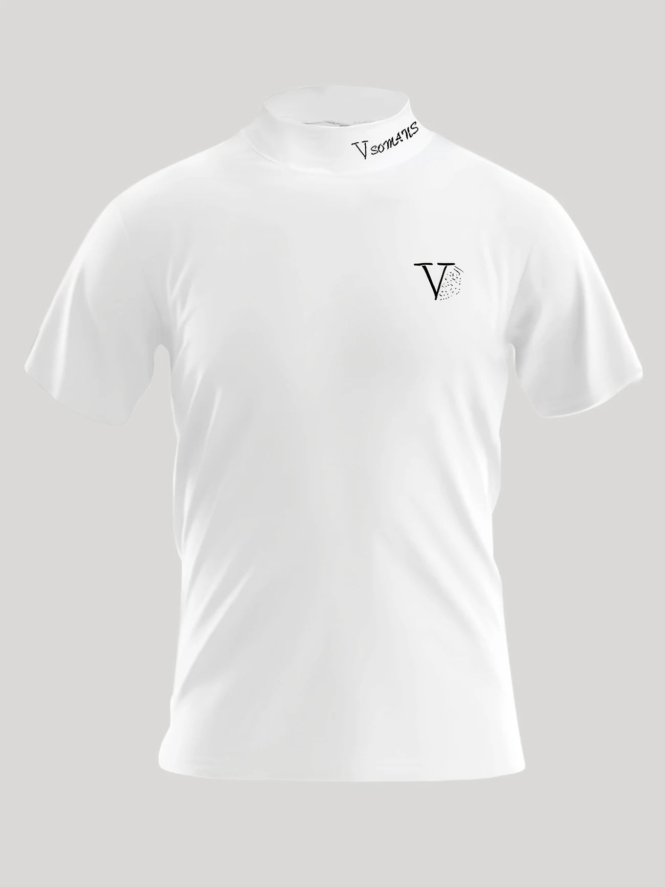 Yüksek Yaka V Harf Detaylı T-Shirt – Minimal ve Şık Tasarım