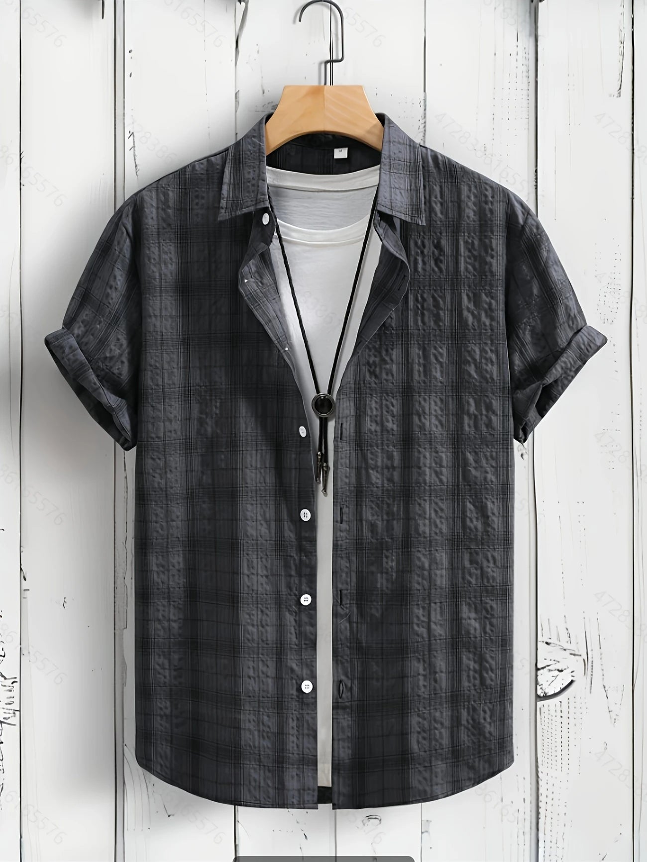 Hollywood Sahnesi - Yeşil Kareli Yazlık Gömlek