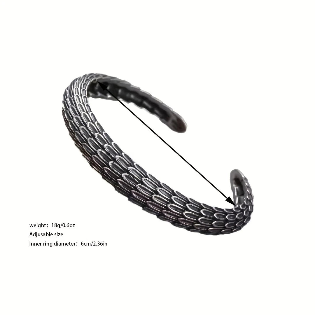 Erkekler İçin Özgün Tasarım Vintage Gümüş Bileklik – Ejderha Pulu Desenli