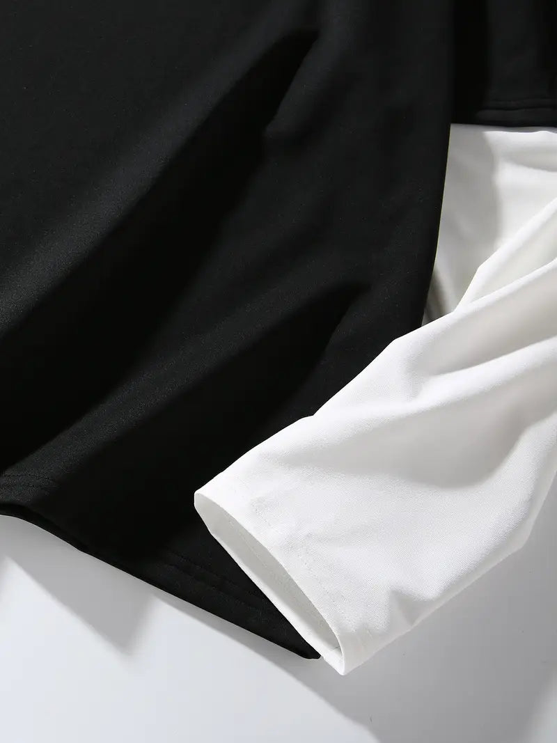 Kat Kat Değil, Tek Parça Stil – Siyah Oversize Katmanlı Tişört
