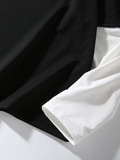 Kat Kat Değil, Tek Parça Stil – Siyah Oversize Katmanlı Tişört