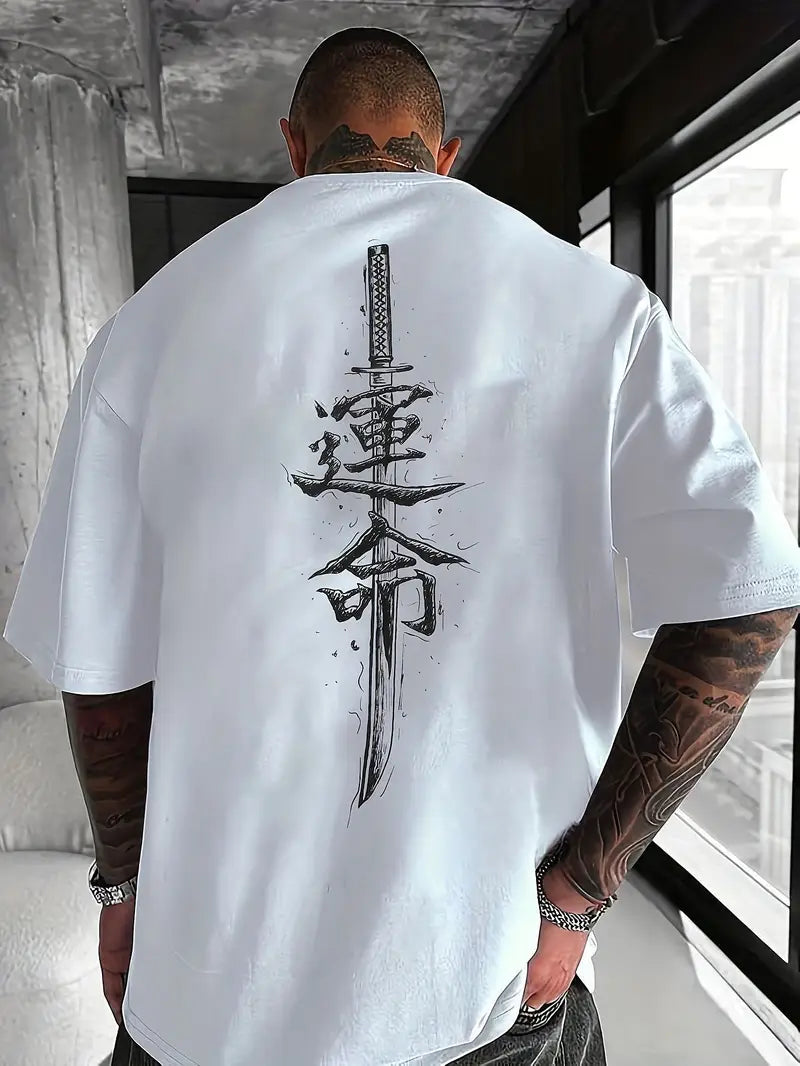 Samuray Ruhunu Taşı – Katana Tasarımlı Oversize Tişört