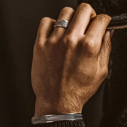 El İşçiliği Detaylı Ayarlanabilir Vintage Yüzük
