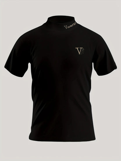 Yüksek Yaka V Harf Detaylı T-Shirt – Minimal ve Şık Tasarım